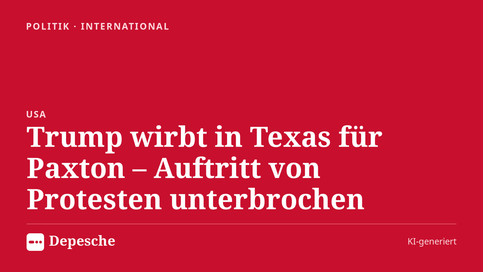 Politik: Trump wirbt in Texas für Paxton – Auftritt von Protesten unterbrochen