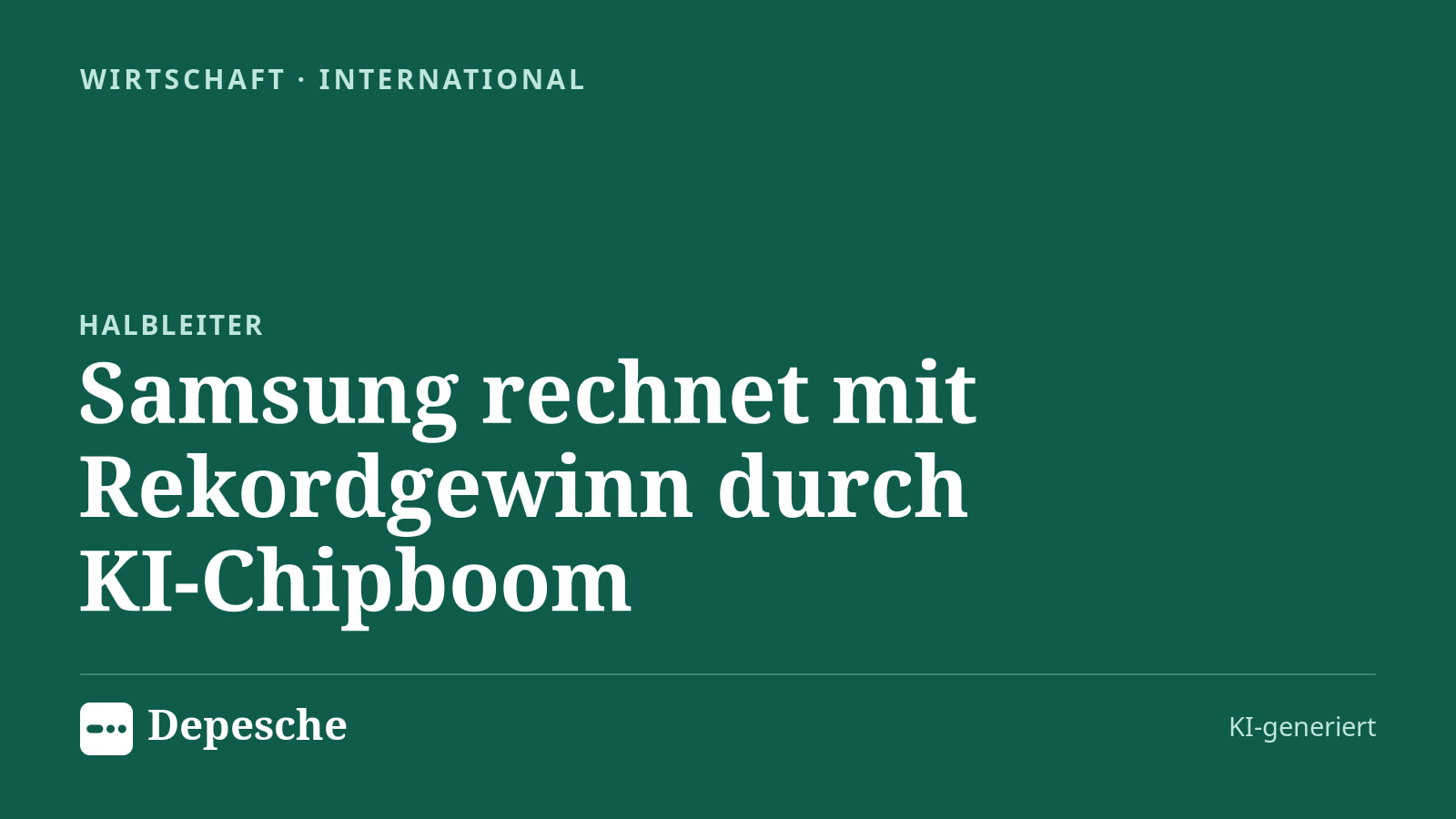 Wirtschaft: Samsung rechnet mit Rekordgewinn durch KI‑Chipboom