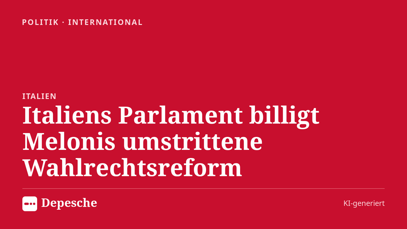 Politik: Italiens Parlament billigt Melonis umstrittene Wahlrechtsreform