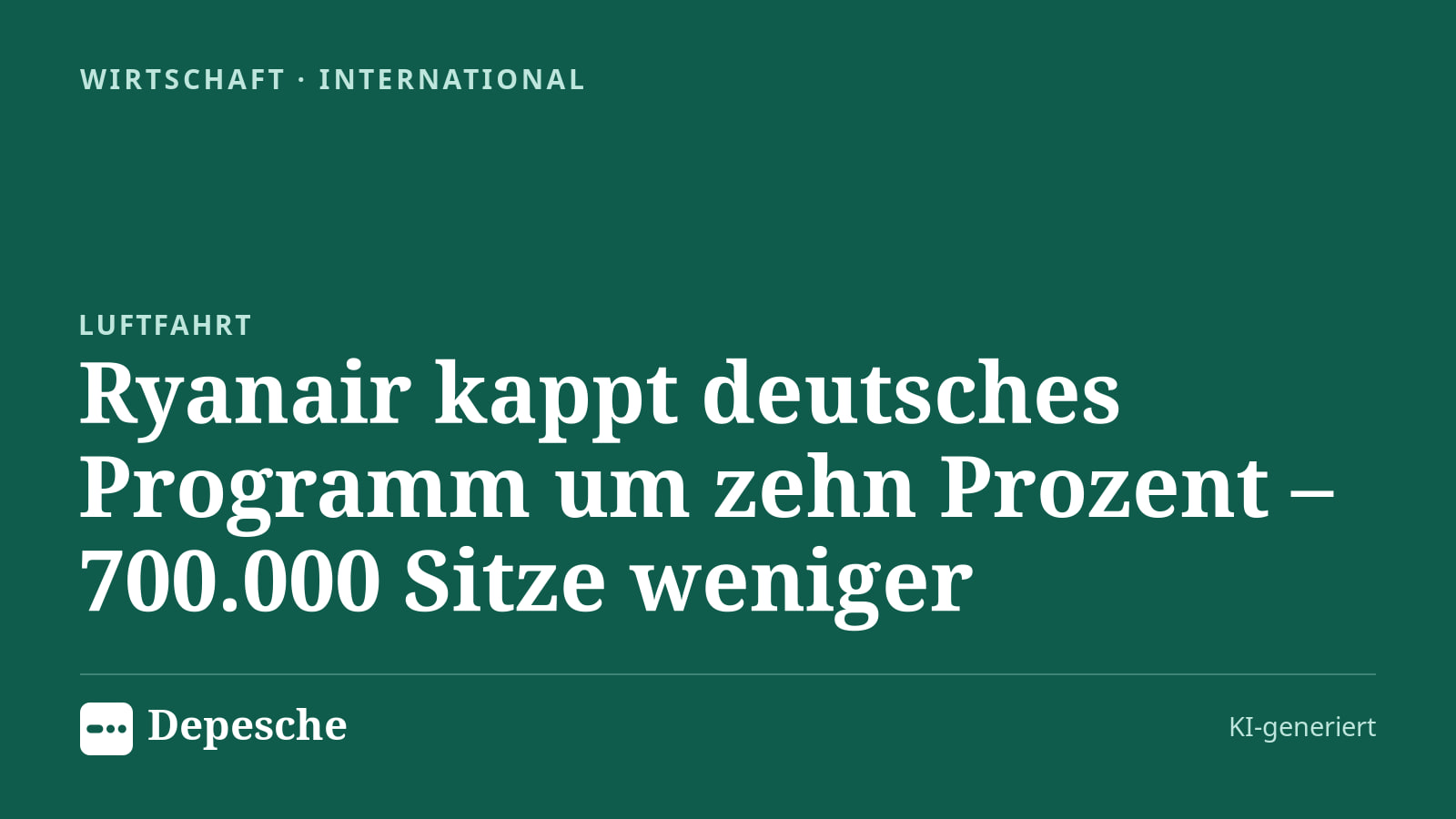 Wirtschaft: Ryanair kappt deutsches Programm um zehn Prozent – 700.000 Sitze weniger
