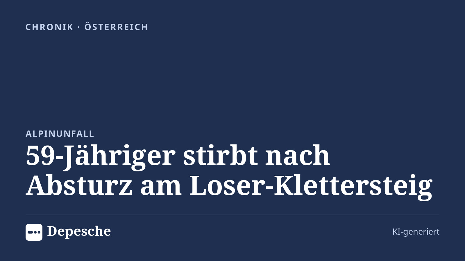 Chronik: 59-Jähriger stirbt nach Absturz am Loser-Klettersteig