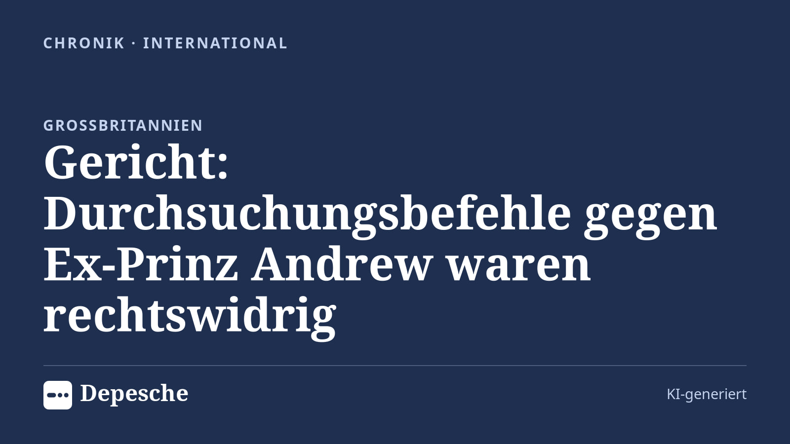 Chronik: Gericht: Durchsuchungsbefehle gegen Ex‑Prinz Andrew waren rechtswidrig