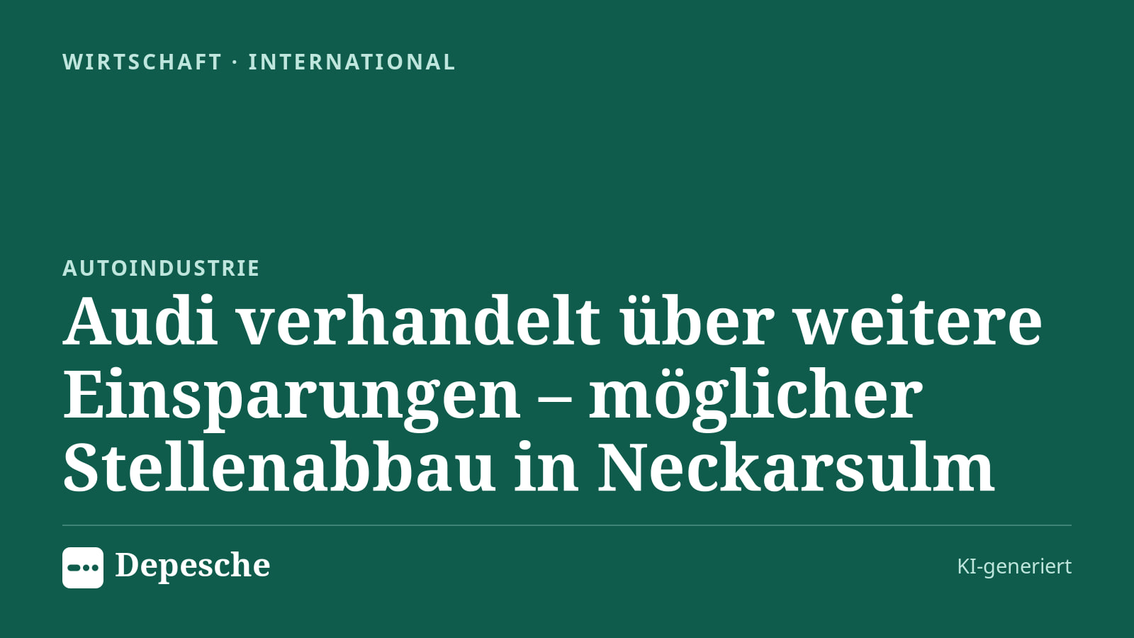 Wirtschaft: Audi verhandelt über weitere Einsparungen – möglicher Stellenabbau in Neckarsulm