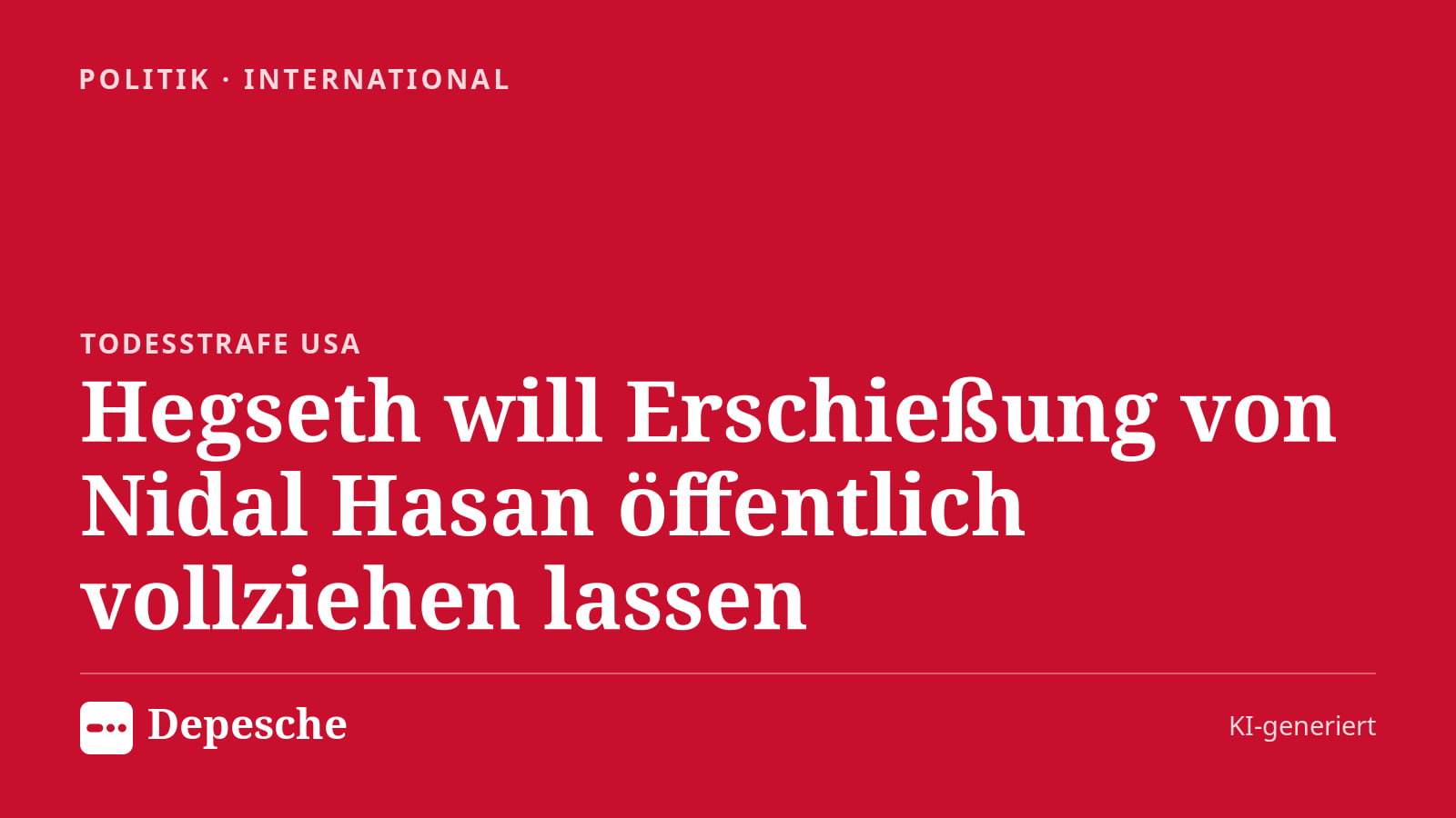 Politik: Hegseth will Erschießung von Nidal Hasan öffentlich vollziehen lassen