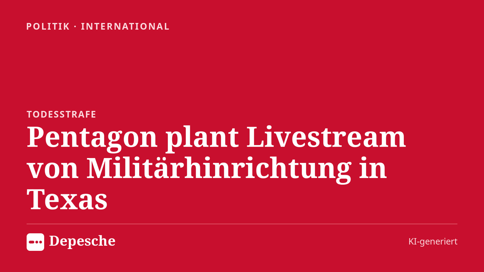 Politik: Pentagon plant Livestream von Militärhinrichtung in Texas
