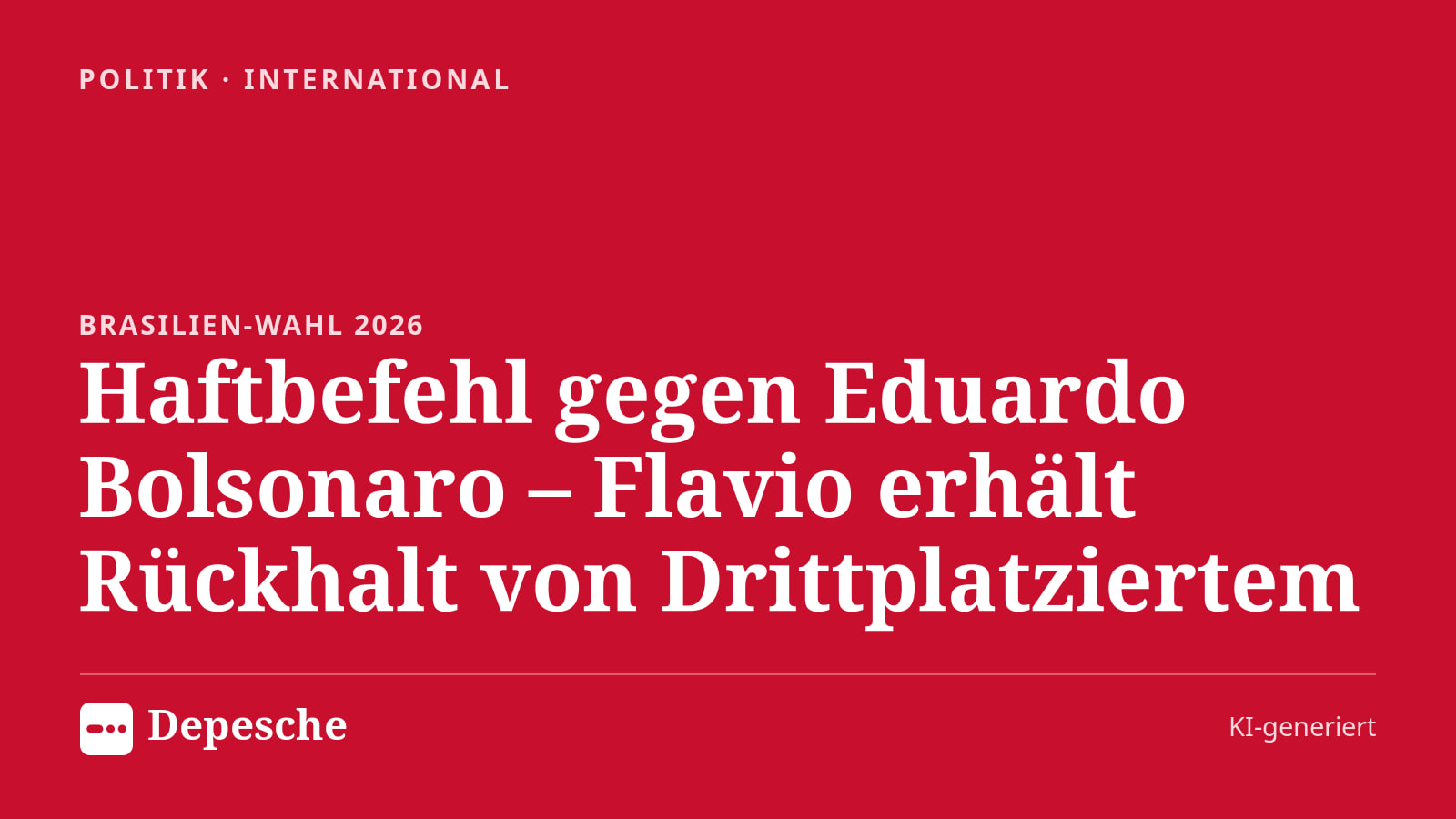 Politik: Haftbefehl gegen Eduardo Bolsonaro – Flavio erhält Rückhalt von Drittplatziertem