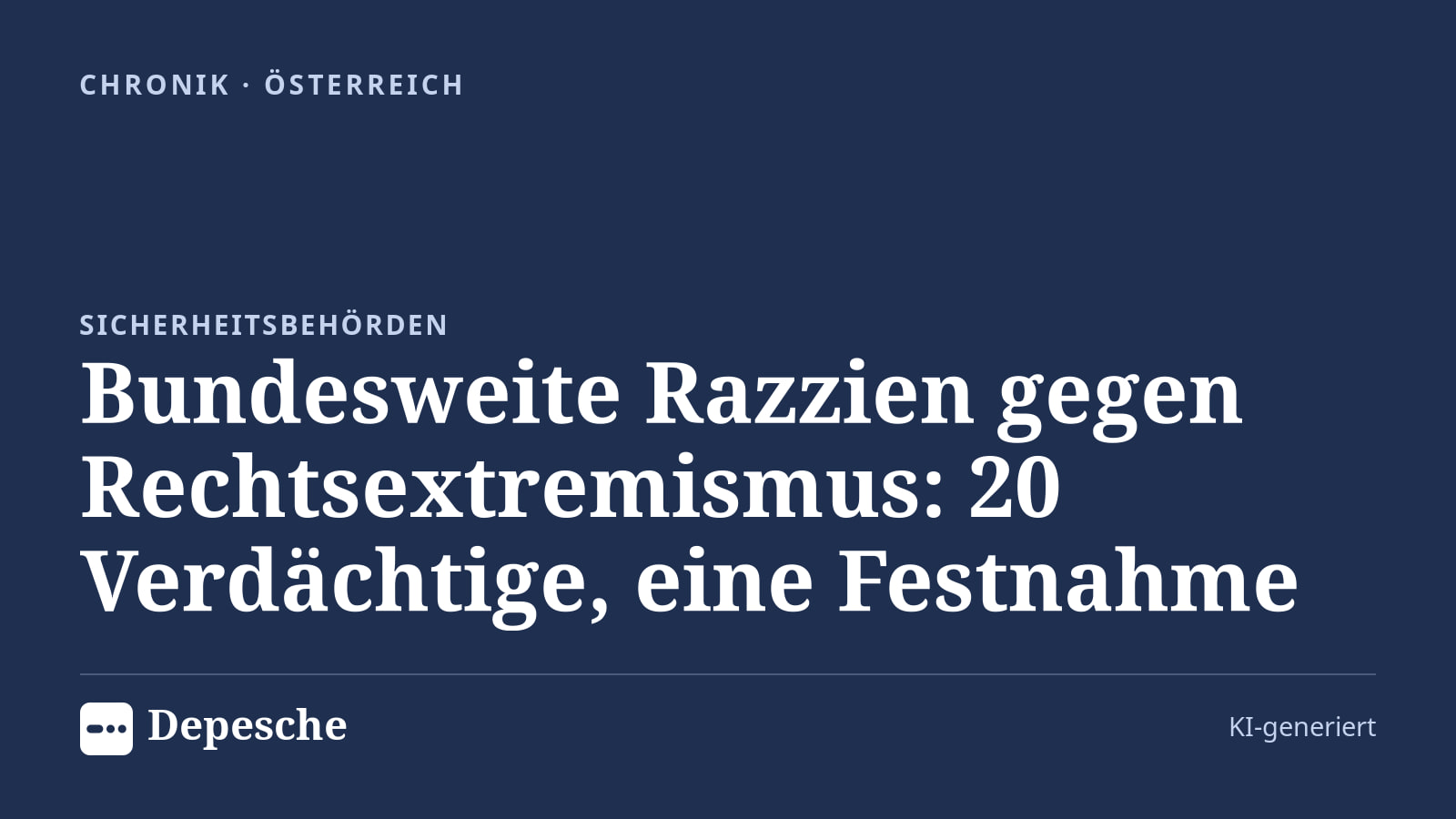 Chronik: Bundesweite Razzien gegen Rechtsextremismus: 20 Verdächtige, eine Festnahme
