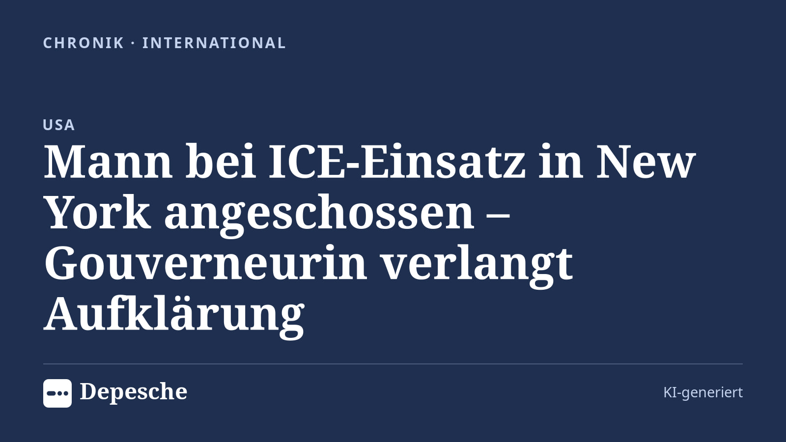 Chronik: Mann bei ICE-Einsatz in New York angeschossen – Gouverneurin verlangt Aufklärung