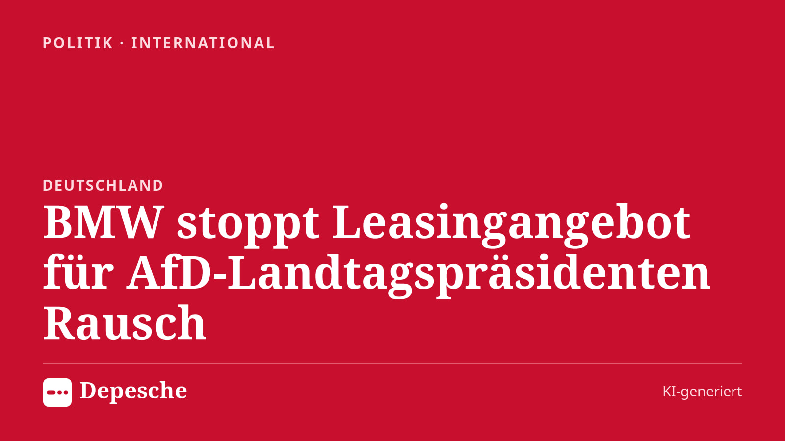 Politik: BMW stoppt Leasingangebot für AfD-Landtagspräsidenten Rausch