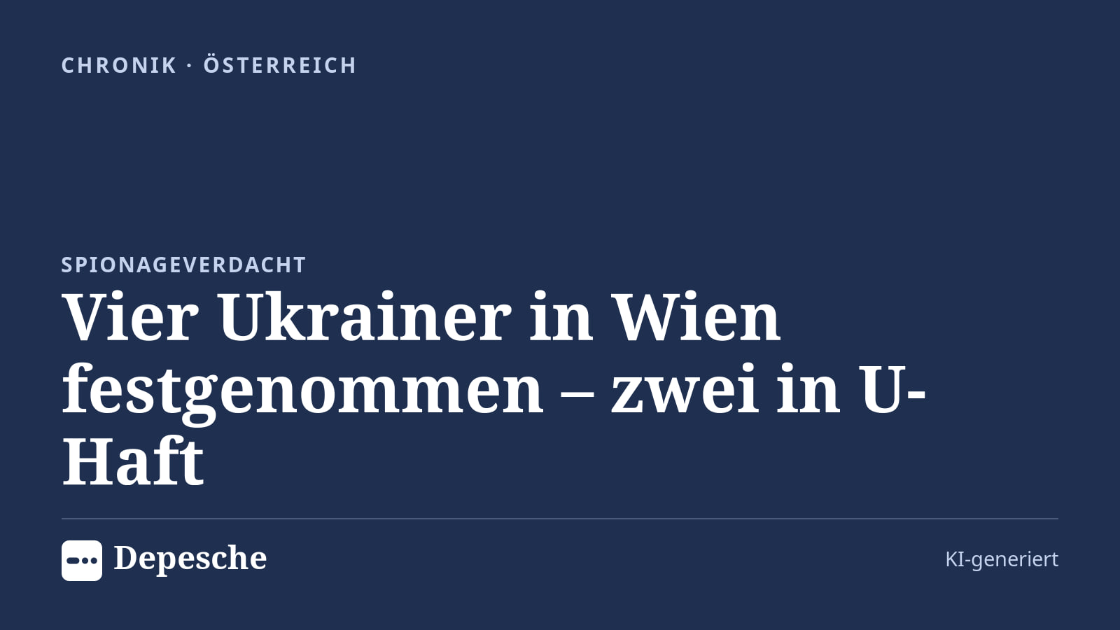Chronik: Vier Ukrainer in Wien festgenommen – zwei in U-Haft