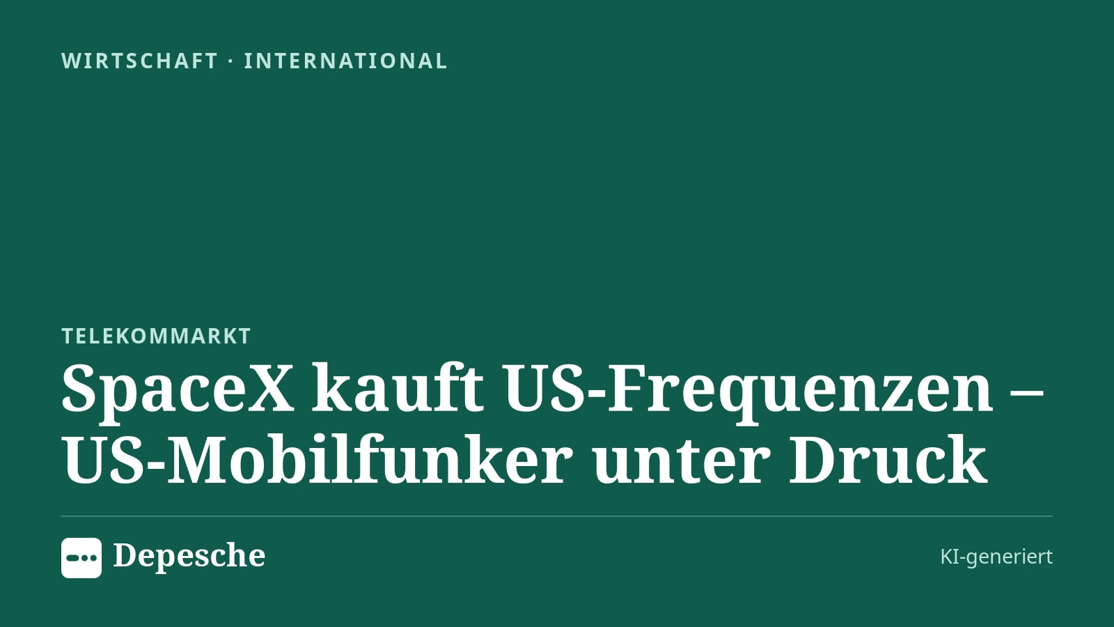 Wirtschaft: SpaceX kauft US‑Frequenzen – US‑Mobilfunker unter Druck