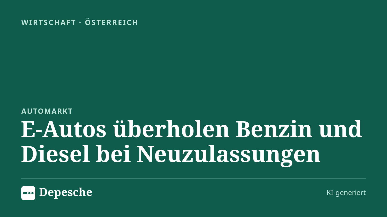 Wirtschaft: E-Autos überholen Benzin und Diesel bei Neuzulassungen