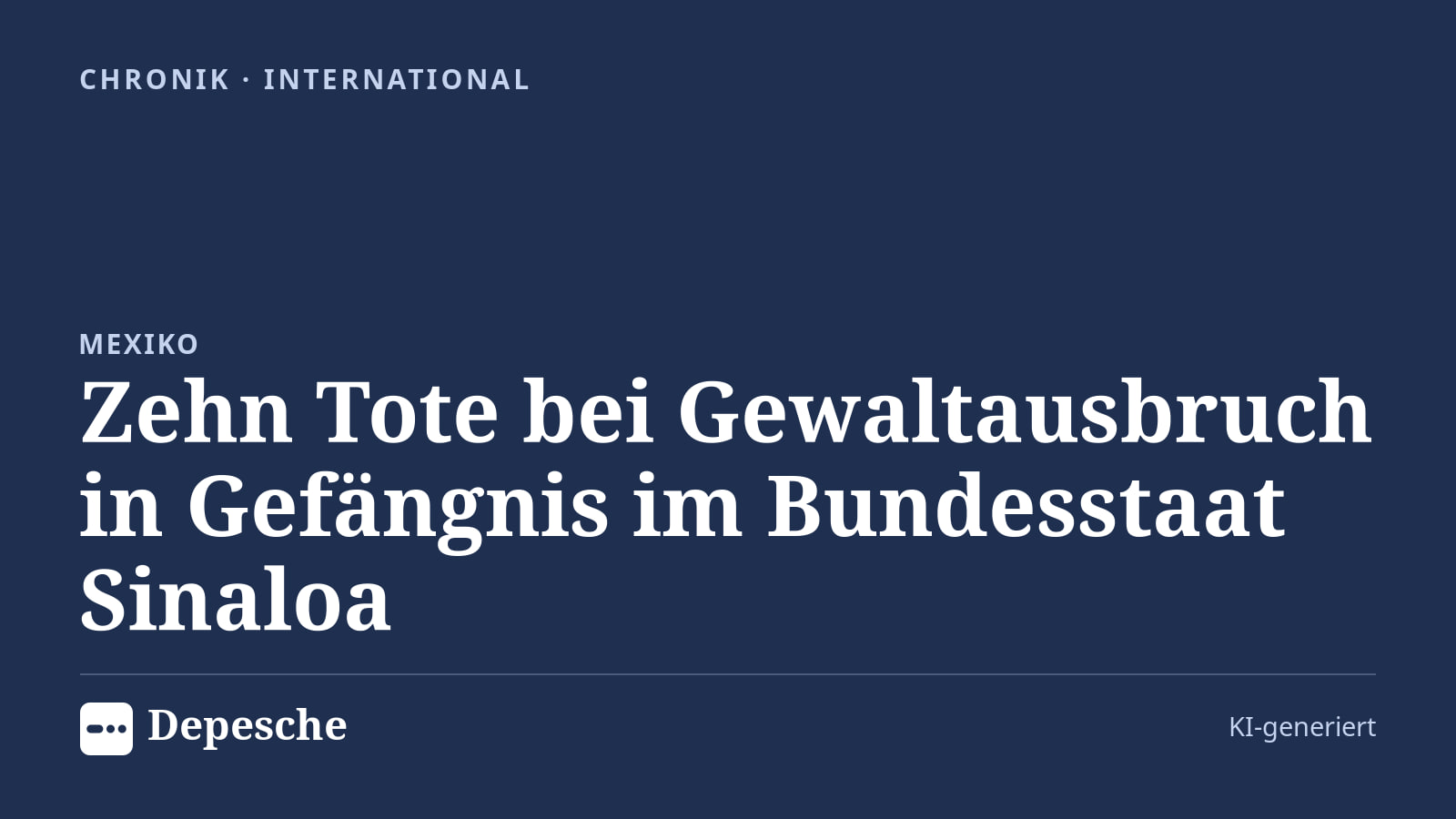 Chronik: Zehn Tote bei Gewaltausbruch in Gefängnis im Bundesstaat Sinaloa