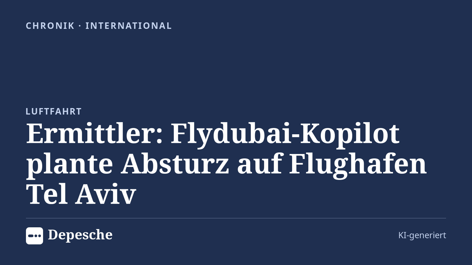 Chronik: Ermittler: Flydubai-Kopilot plante Absturz auf Flughafen Tel Aviv