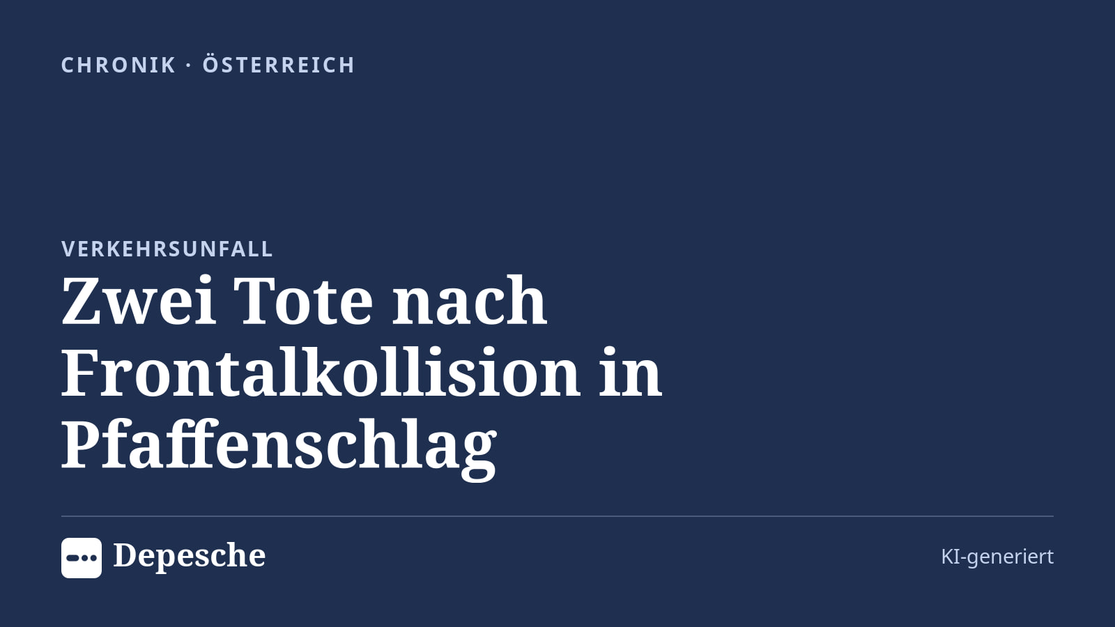 Chronik: Zwei Tote nach Frontalkollision in Pfaffenschlag