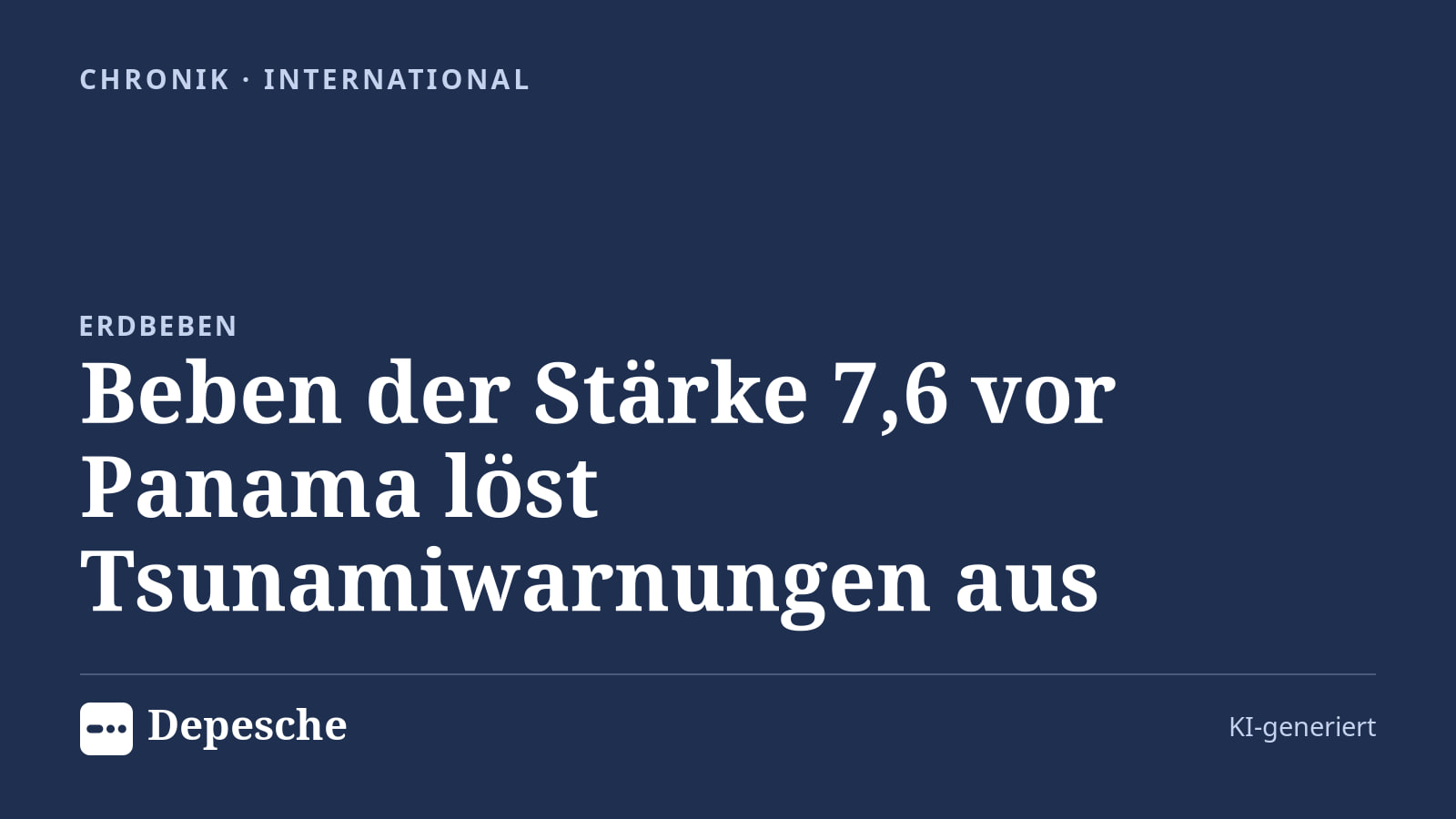 Chronik: Beben der Stärke 7,6 vor Panama löst Tsunamiwarnungen aus
