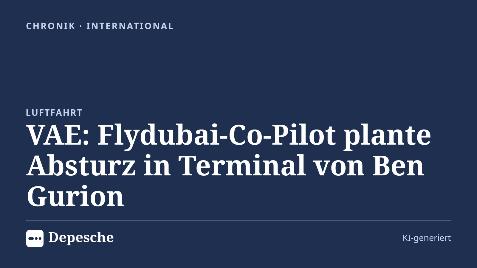 Chronik: VAE: Flydubai‑Co‑Pilot plante Absturz in Terminal von Ben Gurion