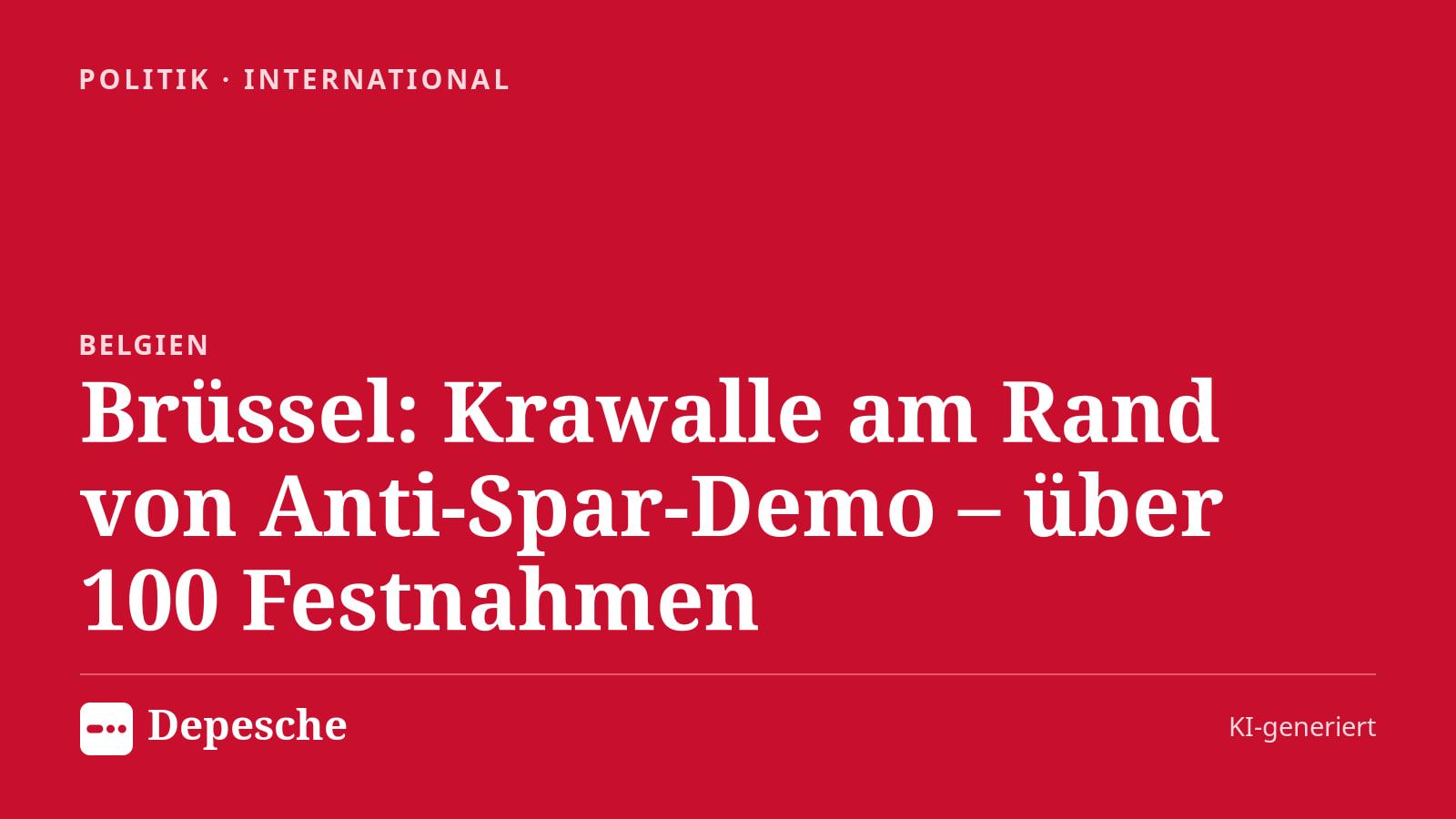 Politik: Brüssel: Krawalle am Rand von Anti‑Spar‑Demo – über 100 Festnahmen