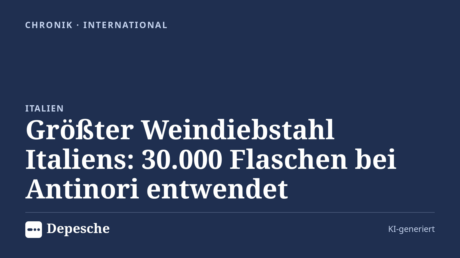 Chronik: Größter Weindiebstahl Italiens: 30.000 Flaschen bei Antinori entwendet