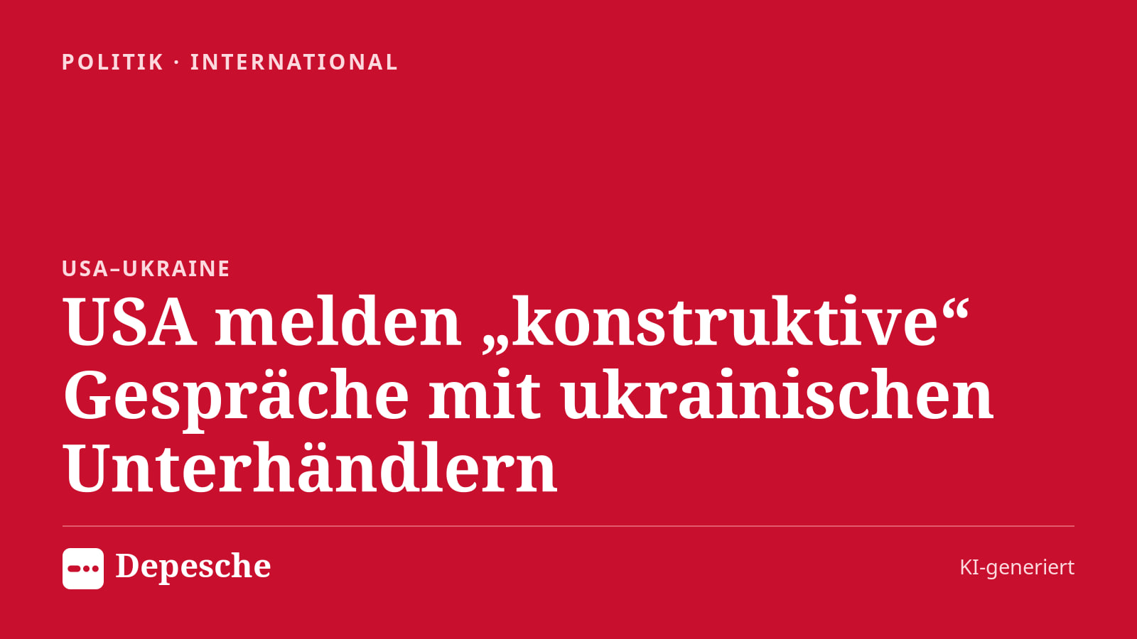 Politik: USA melden „konstruktive“ Gespräche mit ukrainischen Unterhändlern