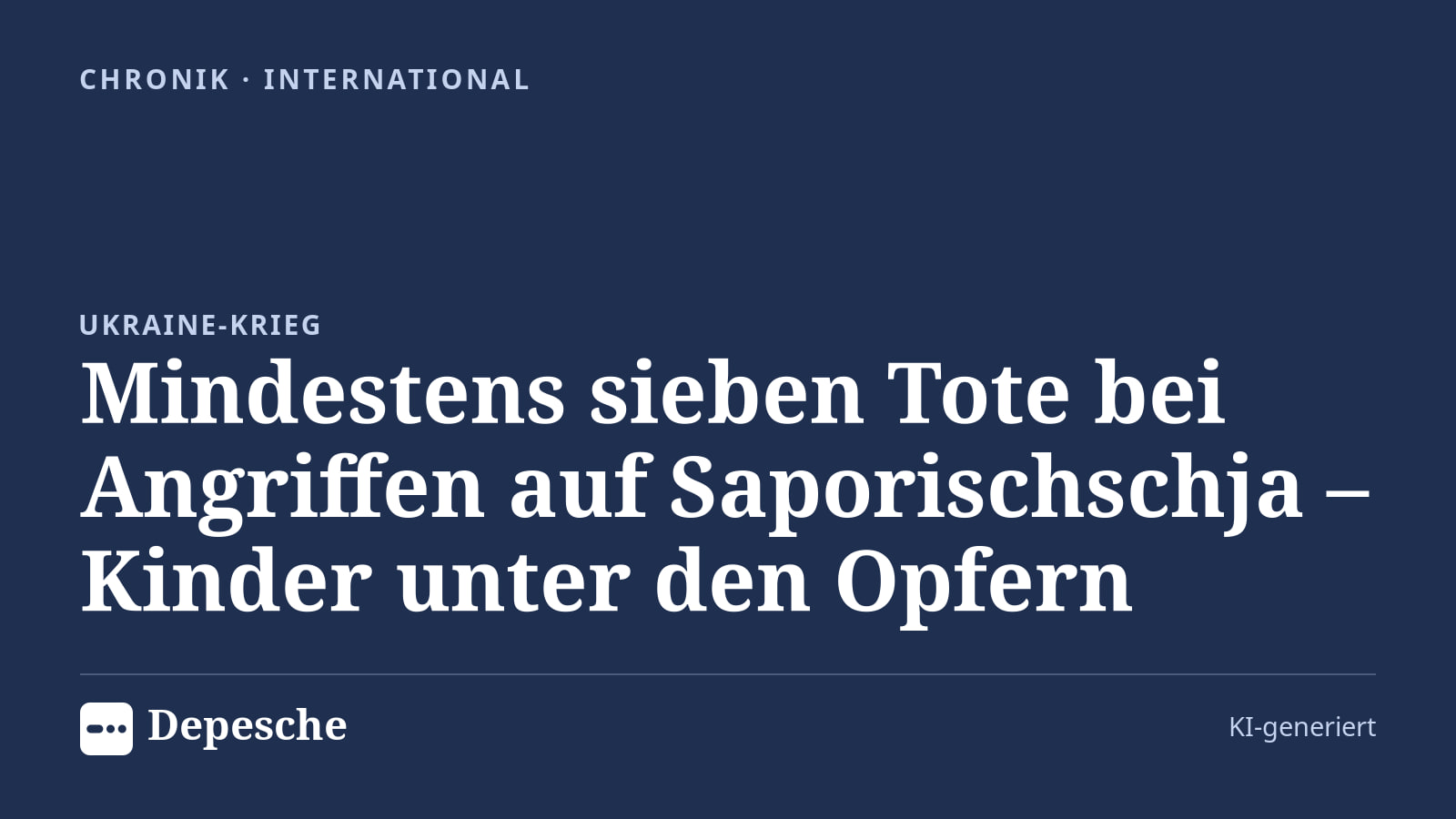 Chronik: Mindestens sieben Tote bei Angriffen auf Saporischschja – Kinder unter den Opfern