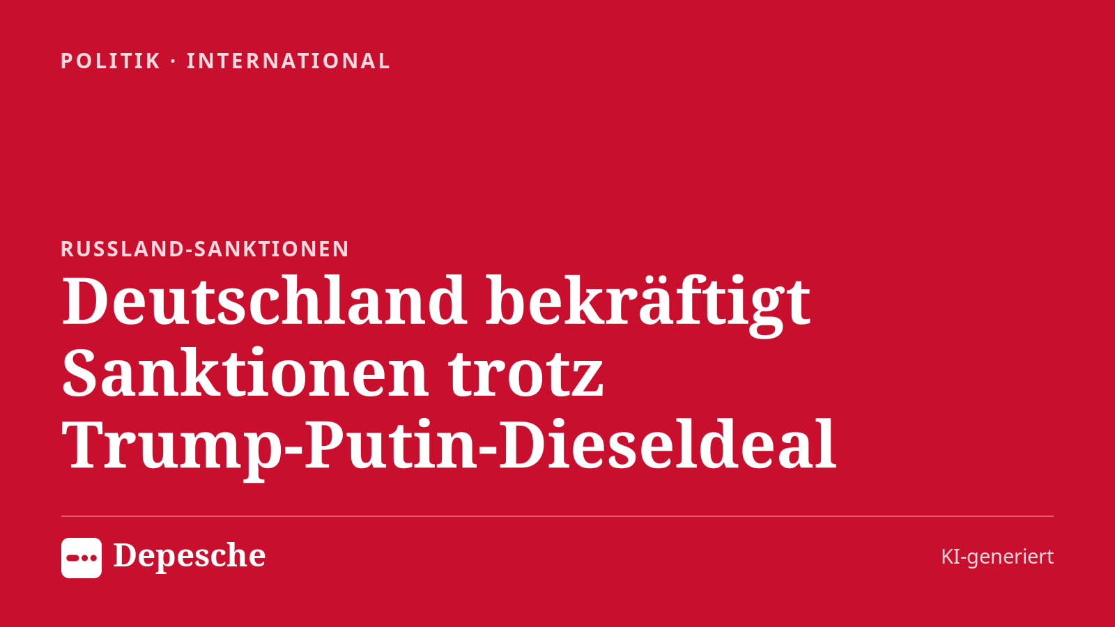 Politik: Deutschland bekräftigt Sanktionen trotz Trump‑Putin‑Dieseldeal