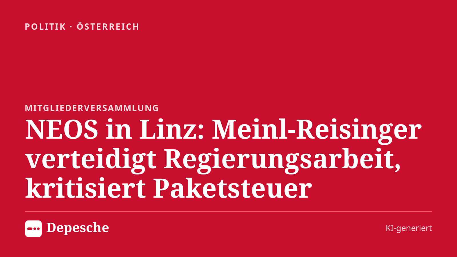 Politik: NEOS in Linz: Meinl‑Reisinger verteidigt Regierungsarbeit, kritisiert Paketsteuer