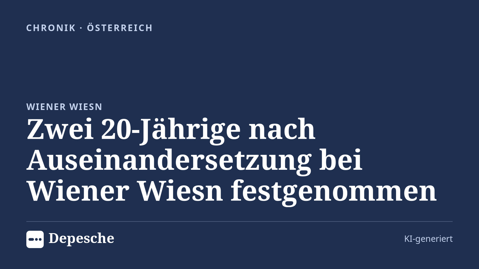 Chronik: Zwei 20-Jährige nach Auseinandersetzung bei Wiener Wiesn festgenommen