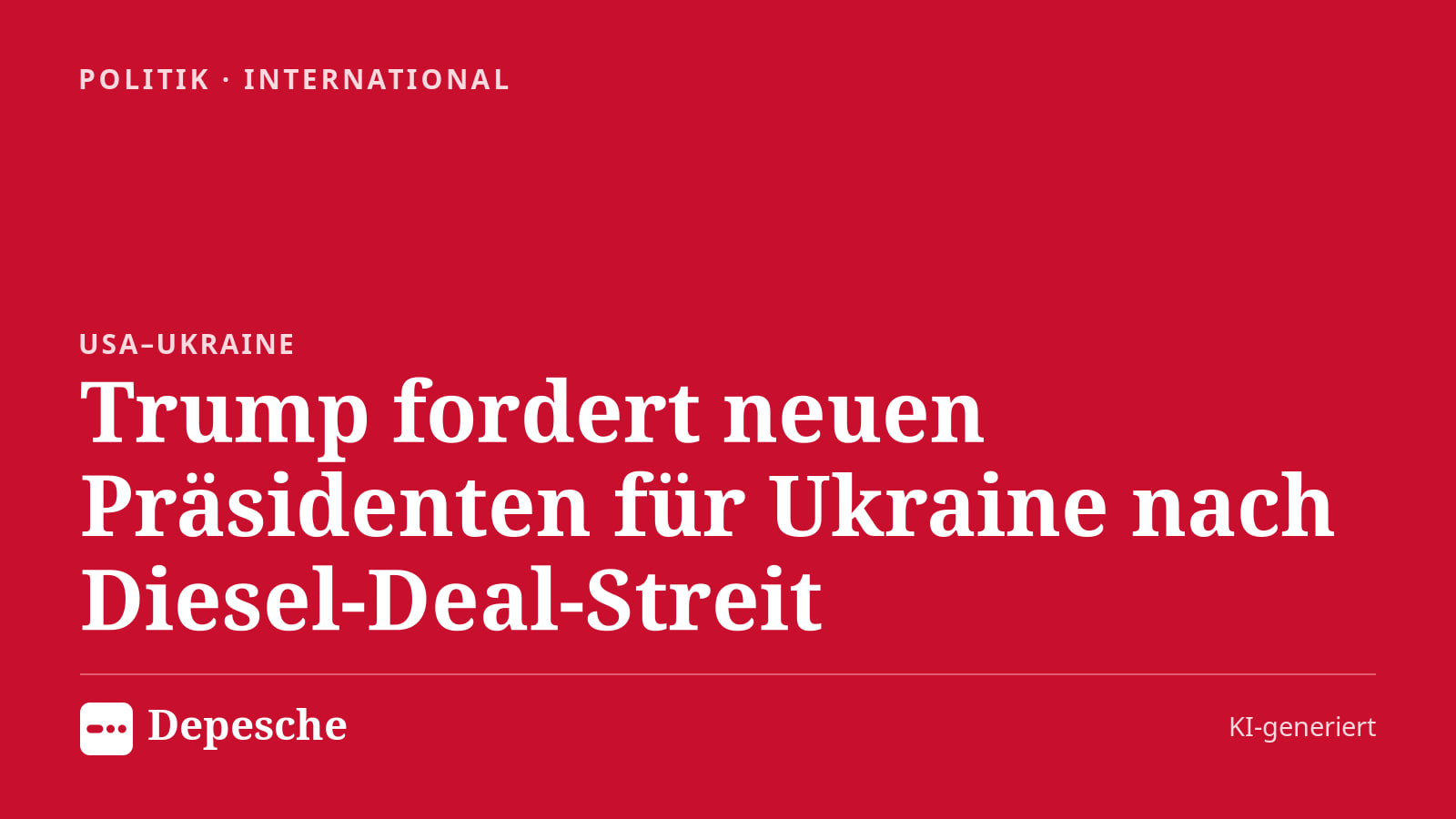 Politik: Trump fordert neuen Präsidenten für Ukraine nach Diesel-Deal-Streit