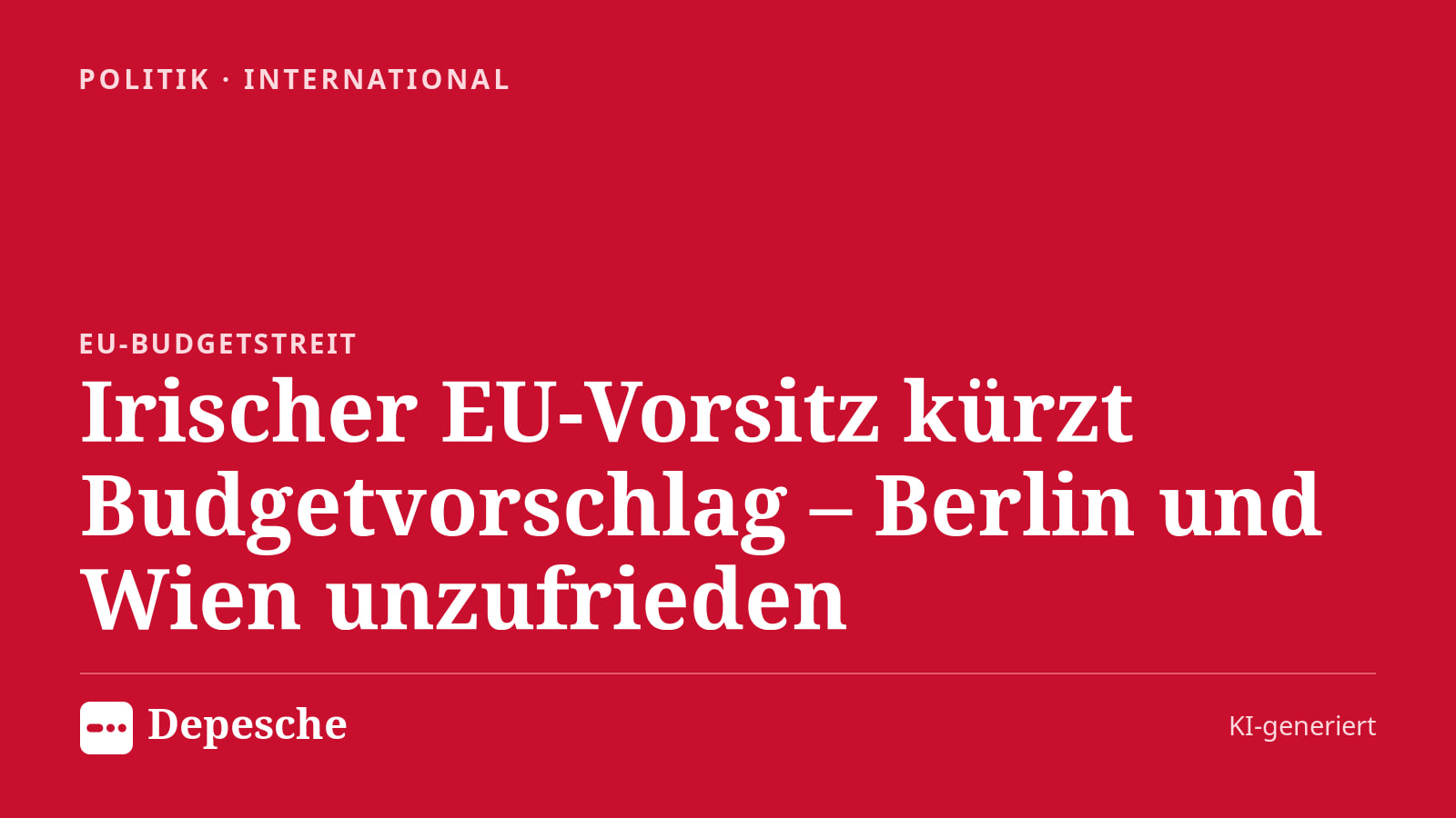 Politik: Irischer EU-Vorsitz kürzt Budgetvorschlag – Berlin und Wien unzufrieden