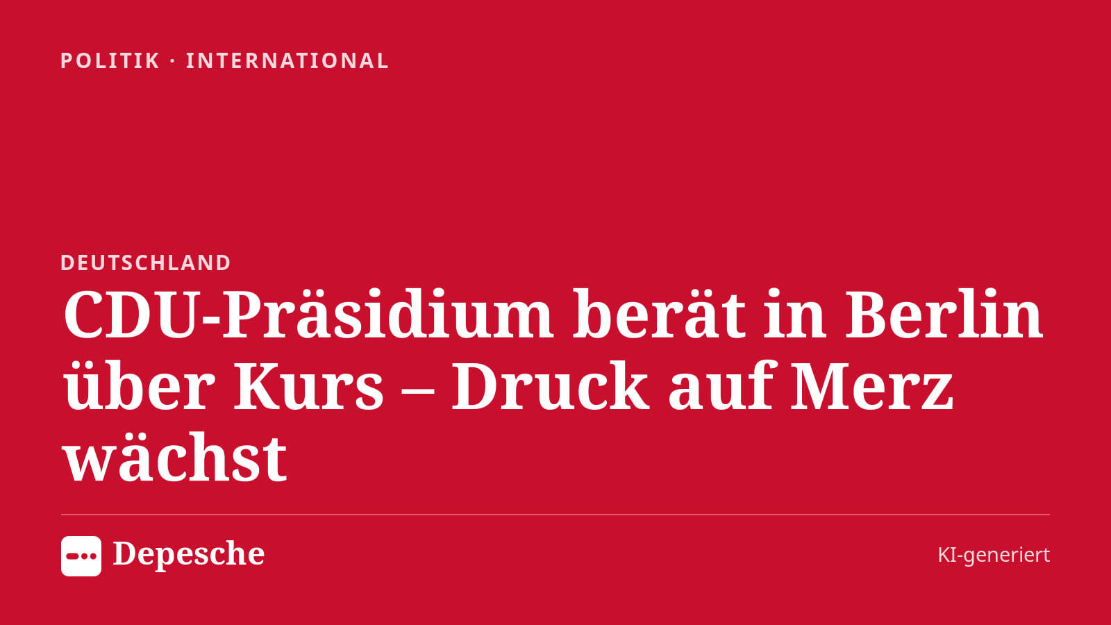 Politik: CDU-Präsidium berät in Berlin über Kurs – Druck auf Merz wächst