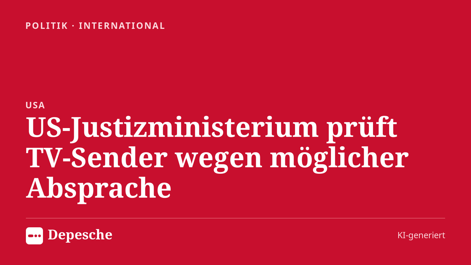 Politik: US-Justizministerium prüft TV-Sender wegen möglicher Absprache