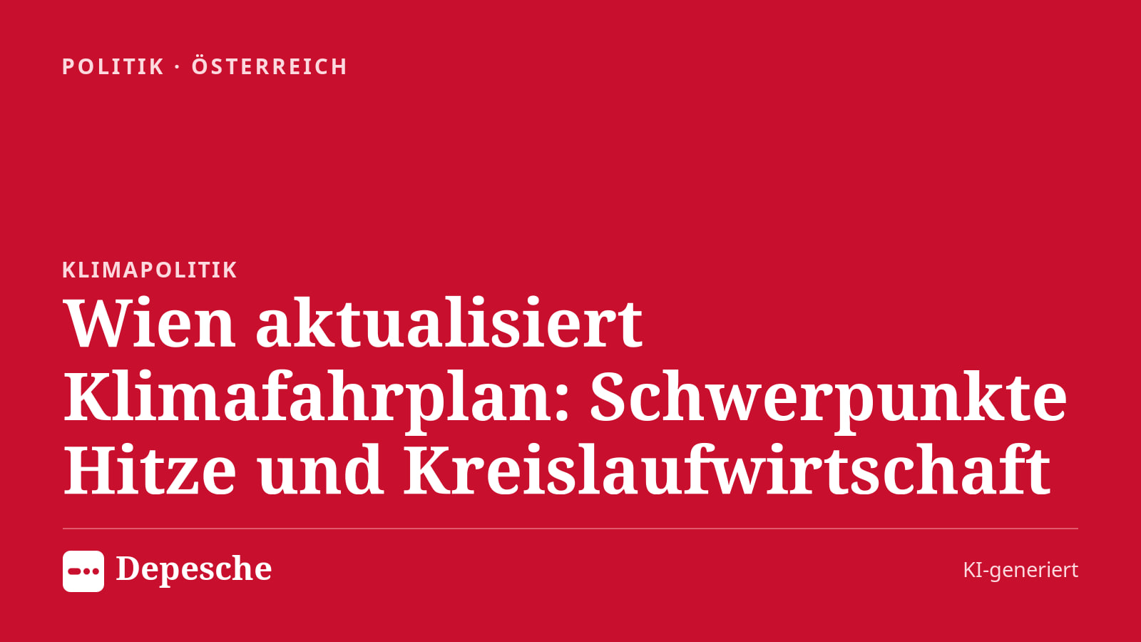 Politik: Wien aktualisiert Klimafahrplan: Schwerpunkte Hitze und Kreislaufwirtschaft