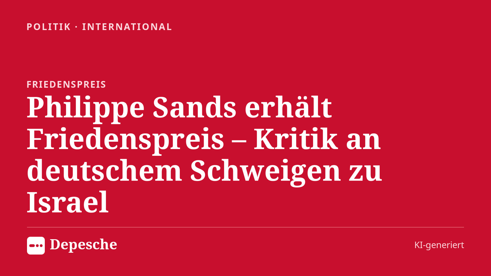 Politik: Philippe Sands erhält Friedenspreis – Kritik an deutschem Schweigen zu Israel