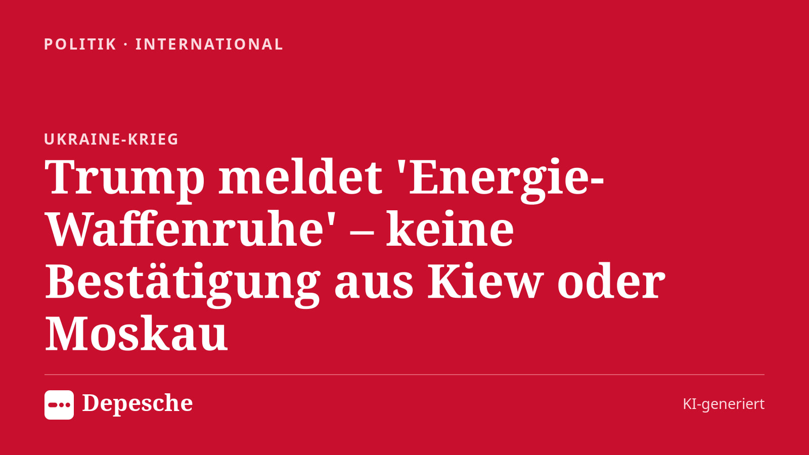 Politik: Trump meldet 'Energie-Waffenruhe' – keine Bestätigung aus Kiew oder Moskau