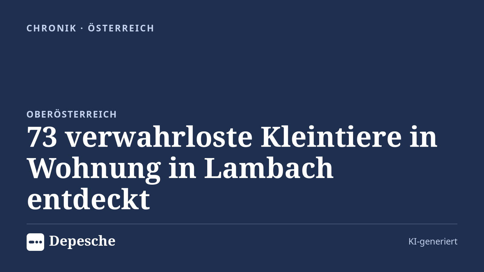 Chronik: 73 verwahrloste Kleintiere in Wohnung in Lambach entdeckt