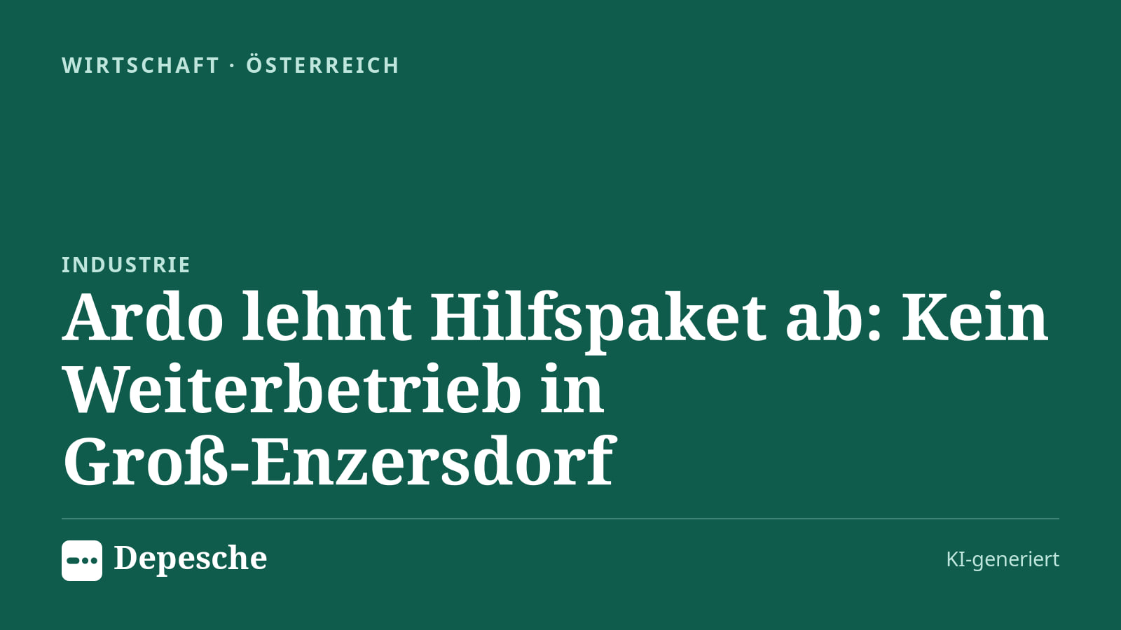 Wirtschaft: Ardo lehnt Hilfspaket ab: Kein Weiterbetrieb in Groß‑Enzersdorf