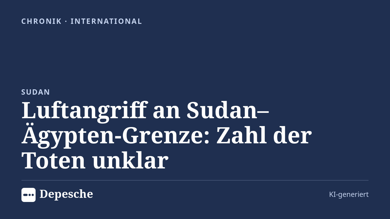 Chronik: Luftangriff an Sudan–Ägypten‑Grenze: Zahl der Toten unklar