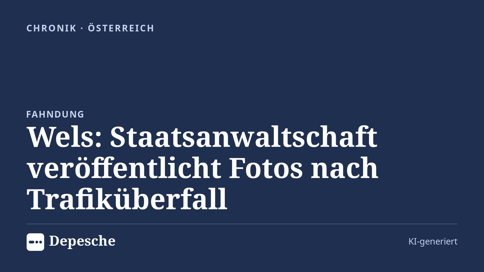 Chronik: Wels: Staatsanwaltschaft veröffentlicht Fotos nach Trafiküberfall