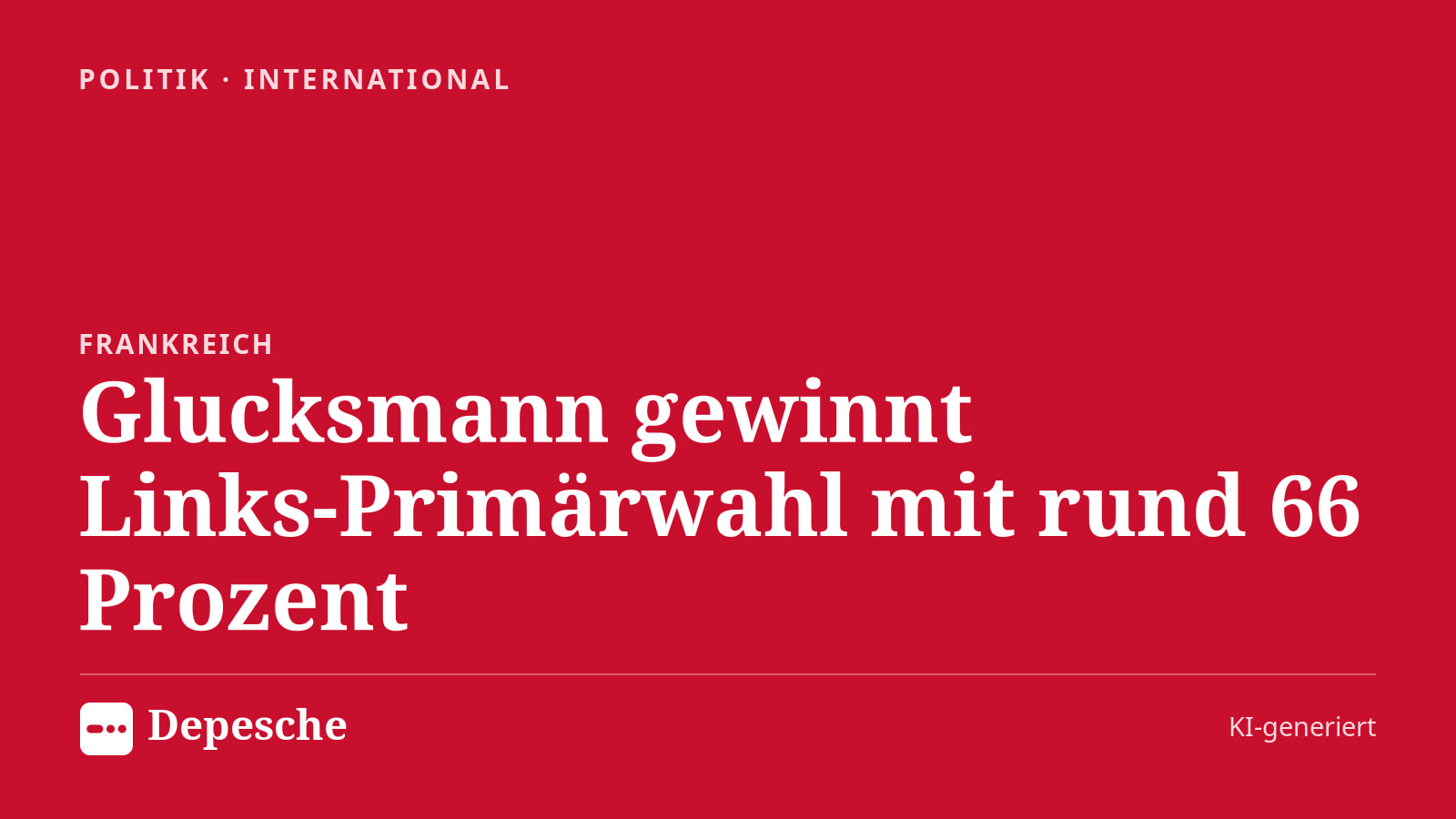 Politik: Glucksmann gewinnt Links‑Primärwahl mit rund 66 Prozent