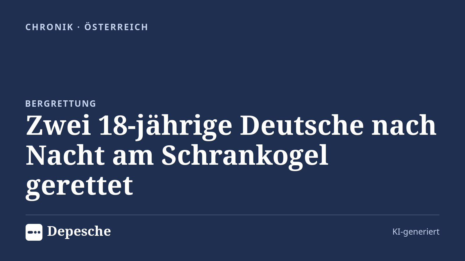 Chronik: Zwei 18‑jährige Deutsche nach Nacht am Schrankogel gerettet