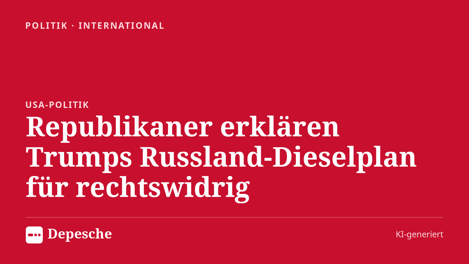 Politik: Republikaner erklären Trumps Russland-Dieselplan für rechtswidrig