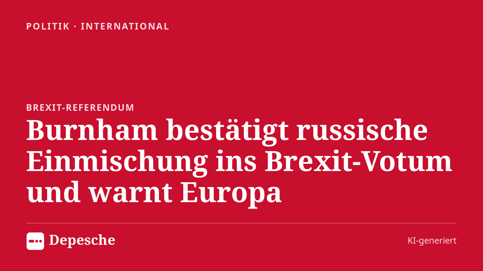 Politik: Burnham bestätigt russische Einmischung ins Brexit-Votum und warnt Europa