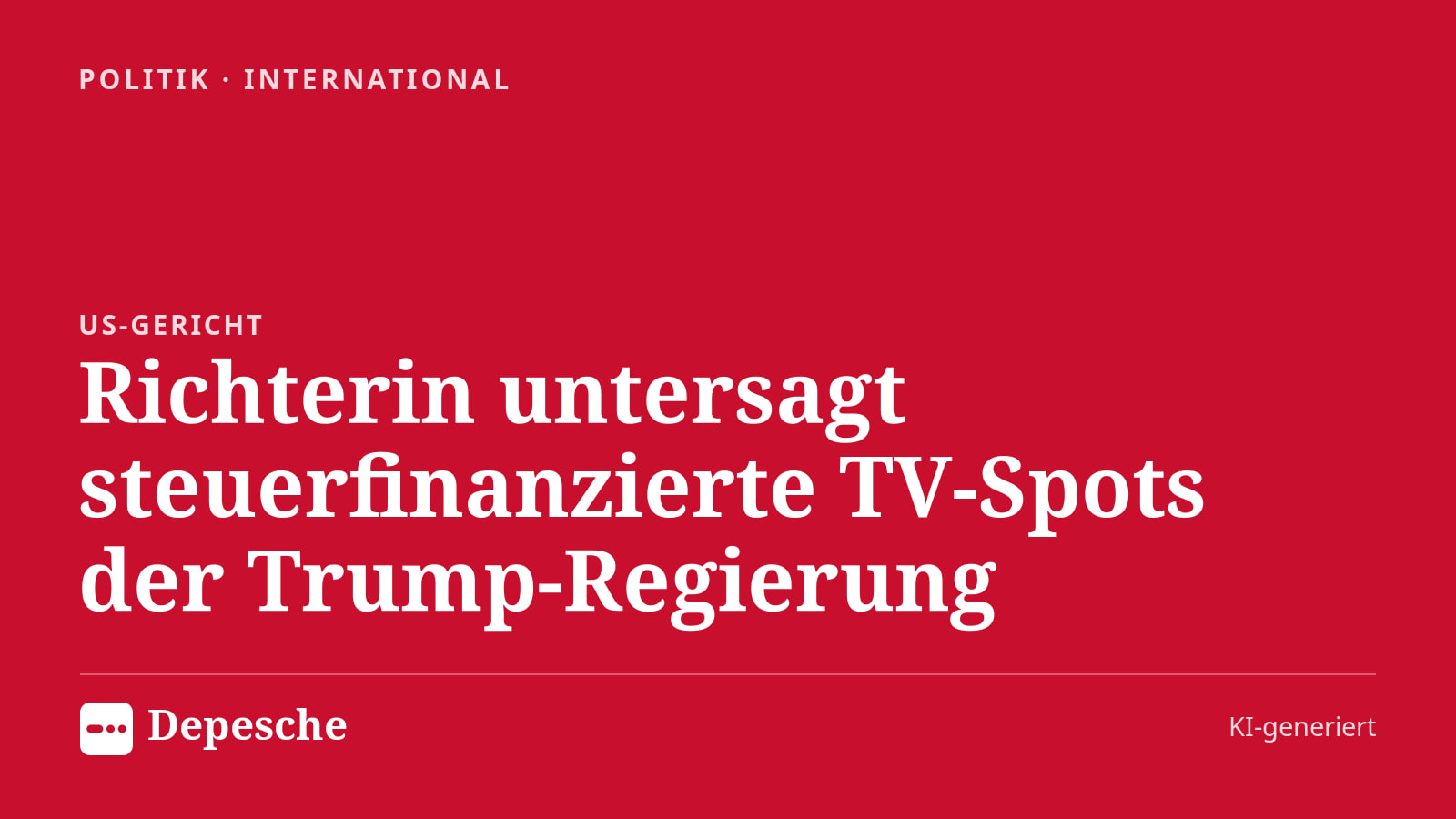 Politik: Richterin untersagt steuerfinanzierte TV-Spots der Trump-Regierung