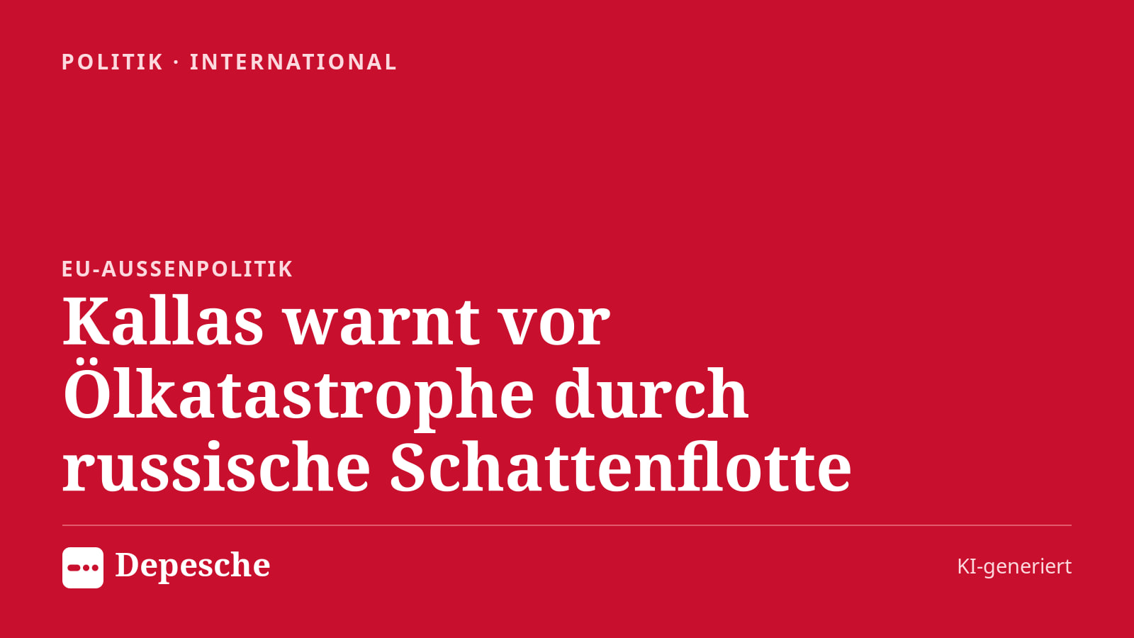 Politik: Kallas warnt vor Ölkatastrophe durch russische Schattenflotte