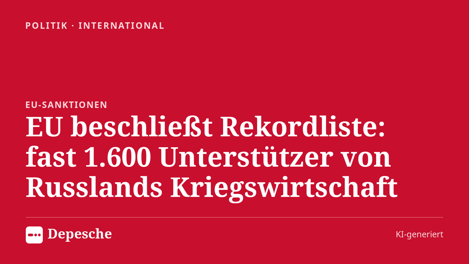 Politik: EU beschließt Rekordliste: fast 1.600 Unterstützer von Russlands Kriegswirtschaft