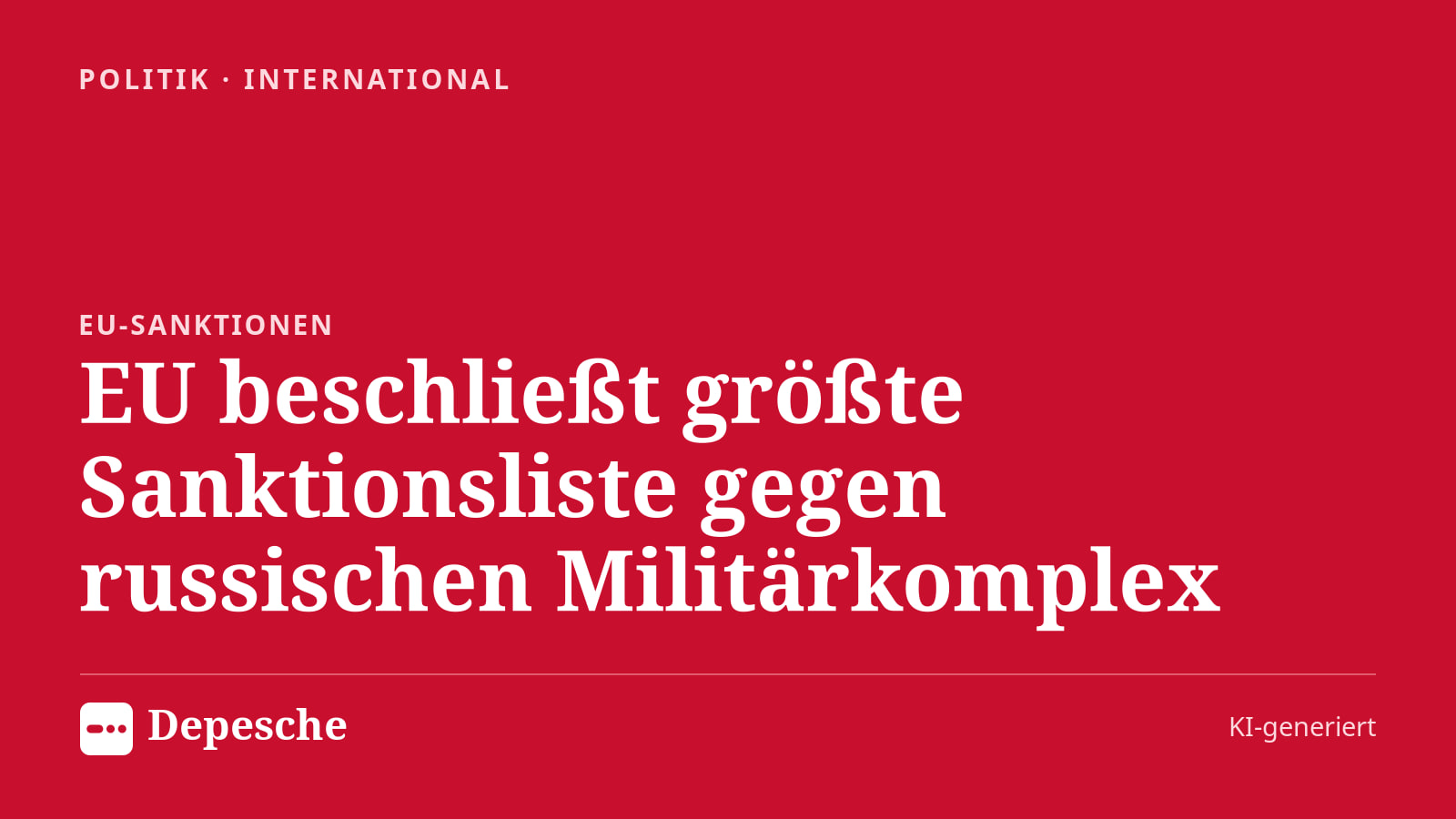 Politik: EU beschließt größte Sanktionsliste gegen russischen Militärkomplex