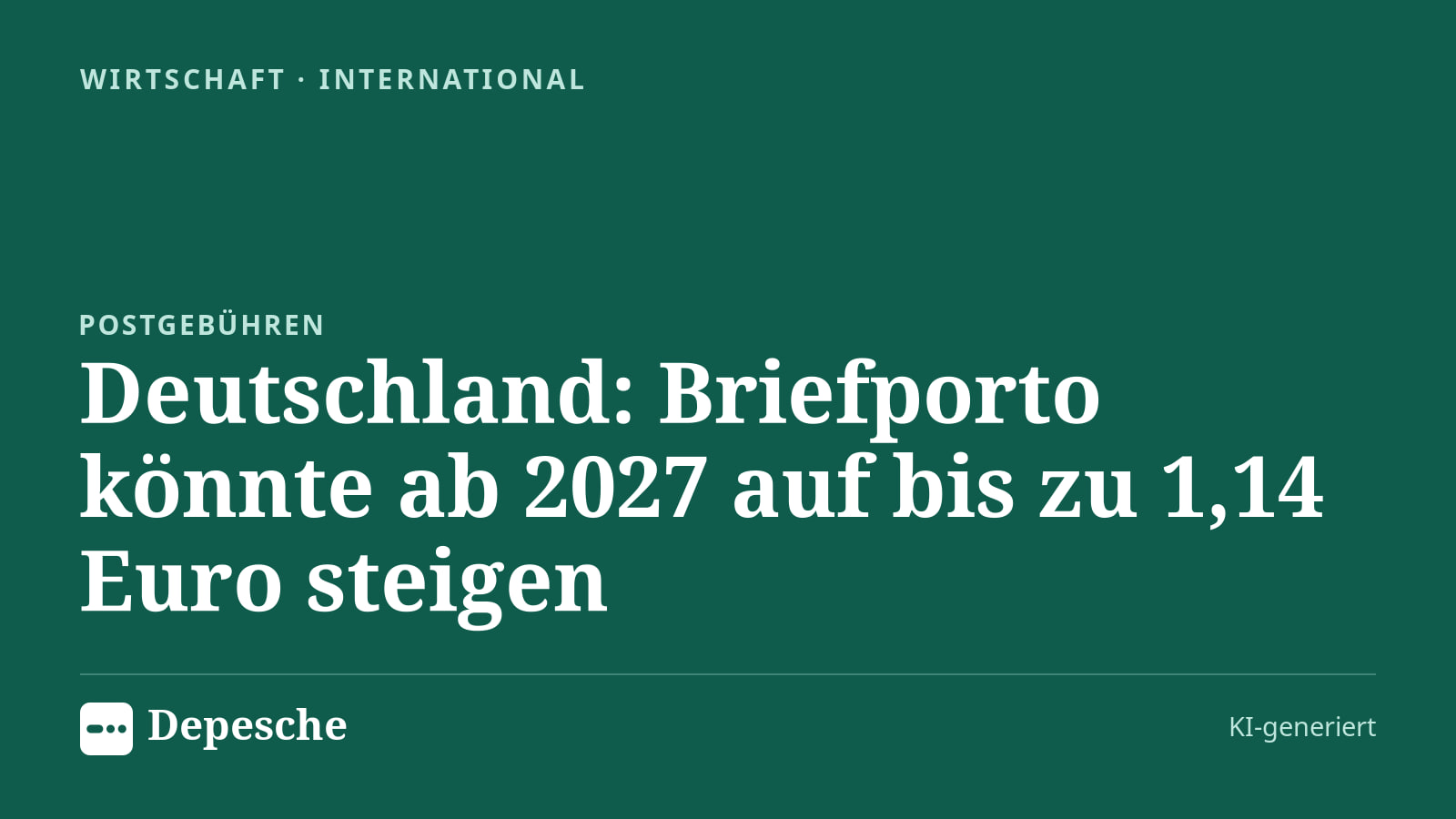 Wirtschaft: Deutschland: Briefporto könnte ab 2027 auf bis zu 1,14 Euro steigen