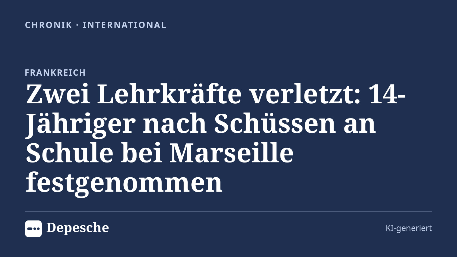 Chronik: Zwei Lehrkräfte verletzt: 14-Jähriger nach Schüssen an Schule bei Marseille festgenommen