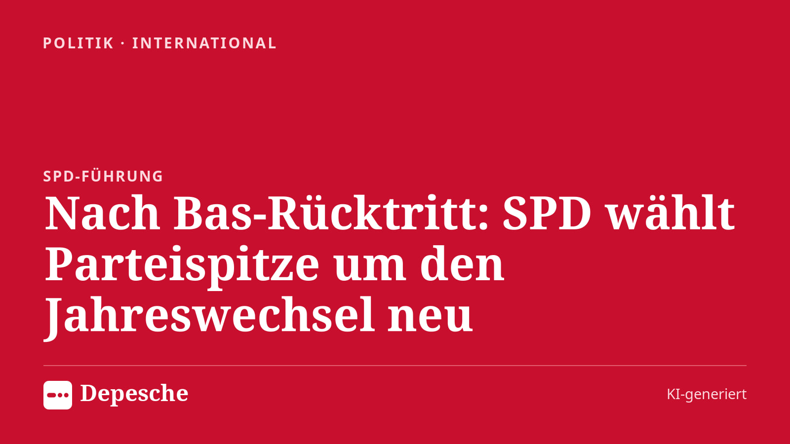 Politik: Nach Bas-Rücktritt: SPD wählt Parteispitze um den Jahreswechsel neu